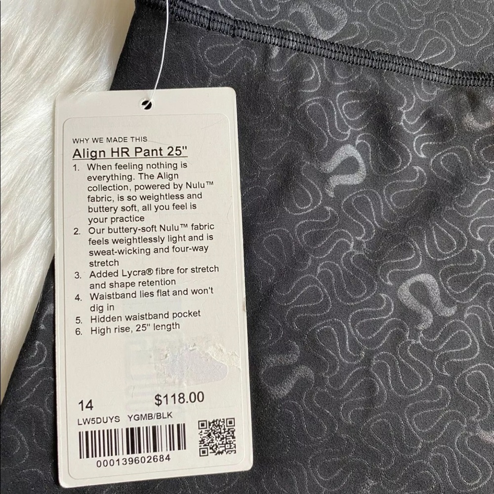 Lululemon Align High-Rise Pant 25" Yogo Emboss Black Size 14 YGMB NEW - Picture 2 of 4